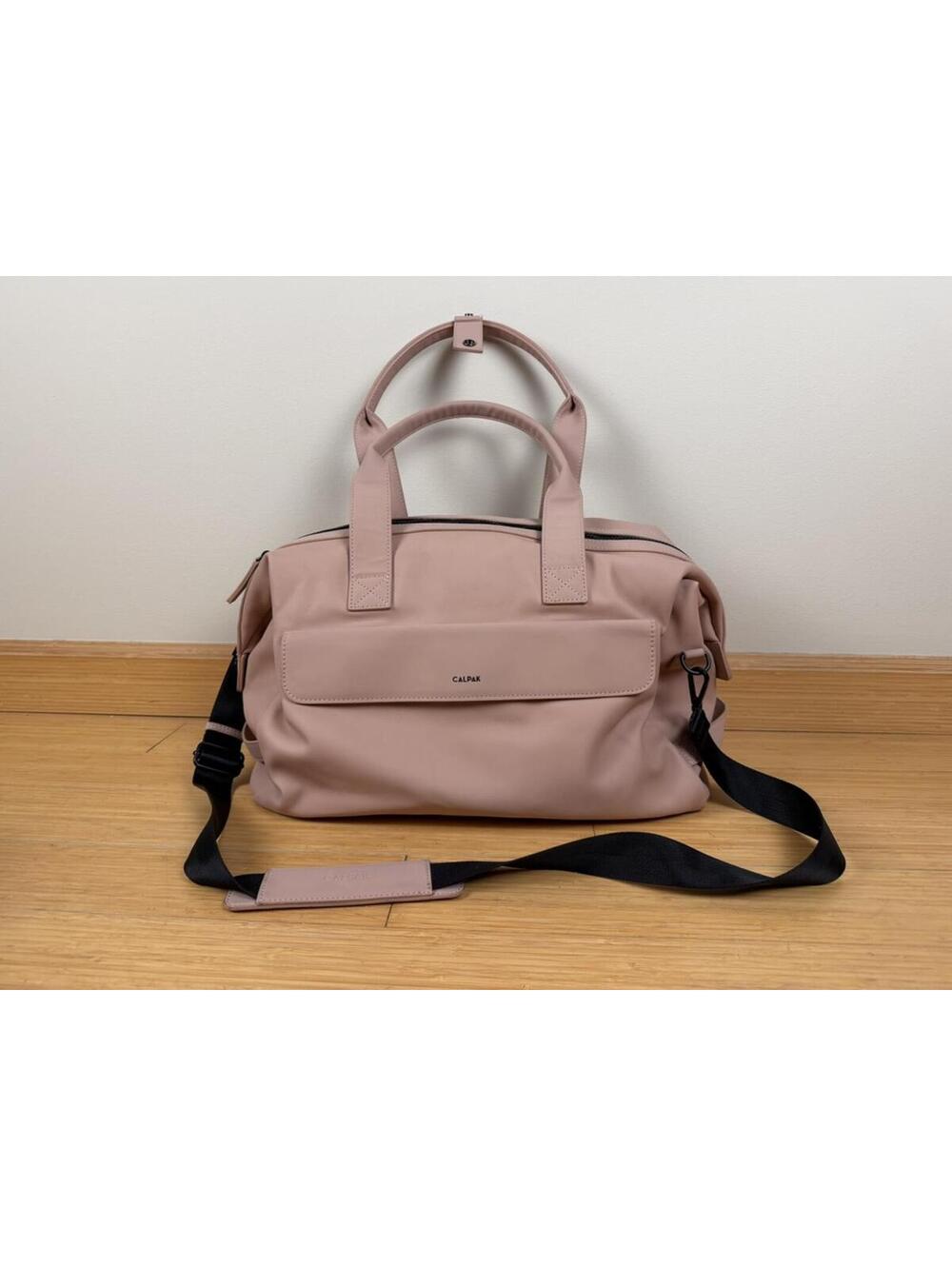 CALPAK Hue Laptop Duffle Bag Pink Sand Faux Leather Weekender